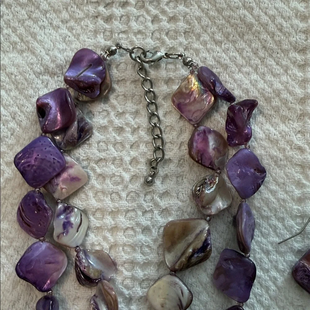 Purple & Silver Jewelry Set | Elegant Necklace & Matching Earrings ✨